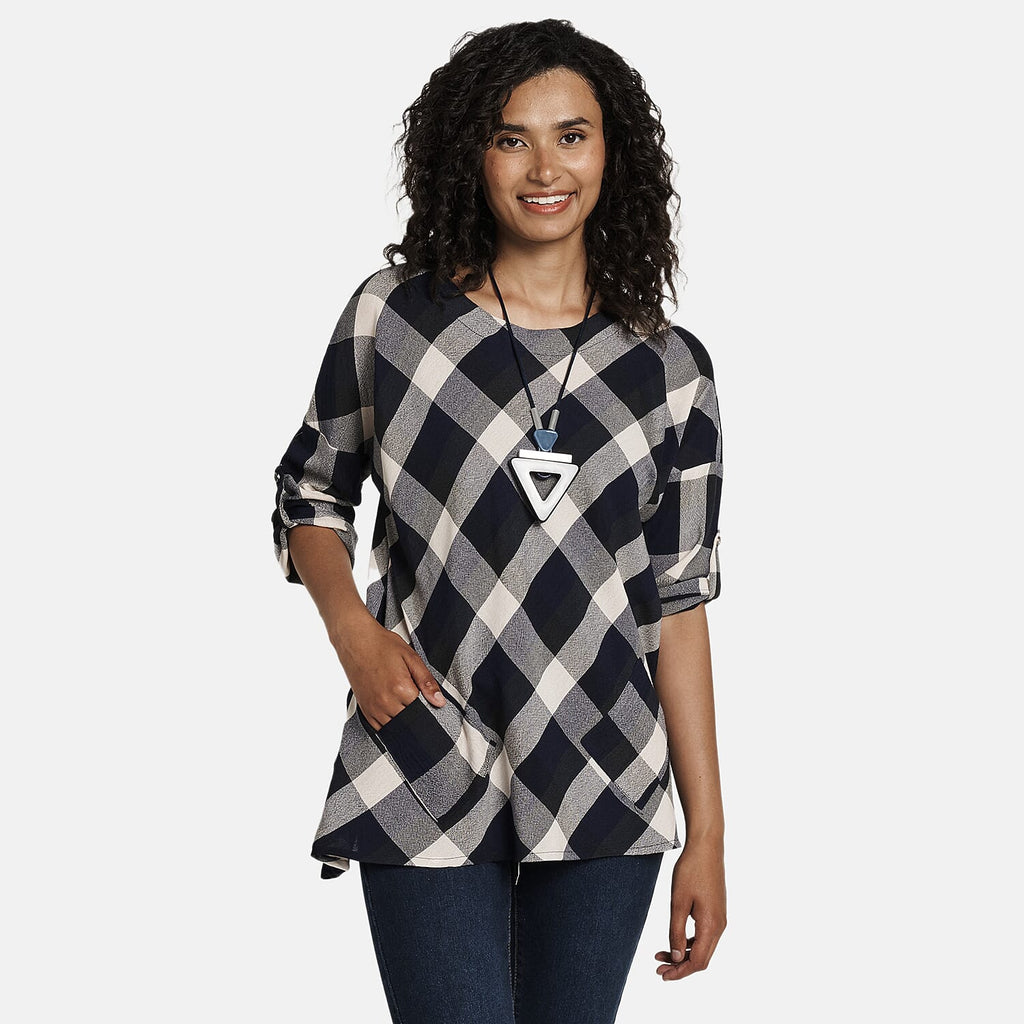 Woven Top (Size - 12) - Navy