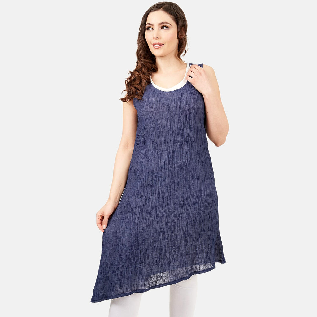 Cotton Woven Dress (Size - 8) - Navy