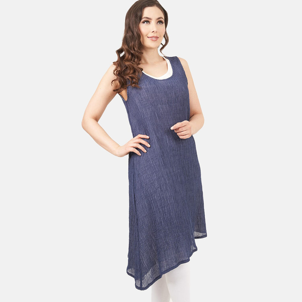 Cotton Woven Dress (Size - 8) - Navy