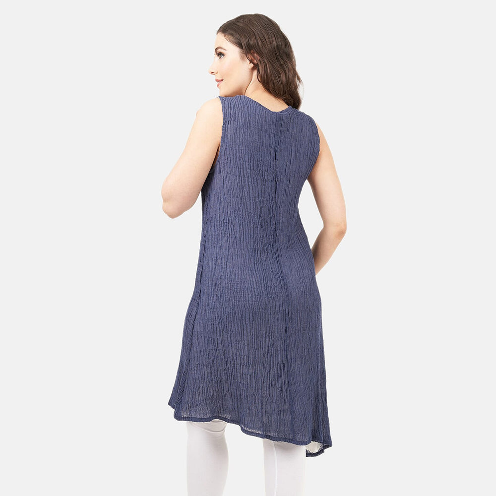 Cotton Woven Dress (Size - 8) - Navy