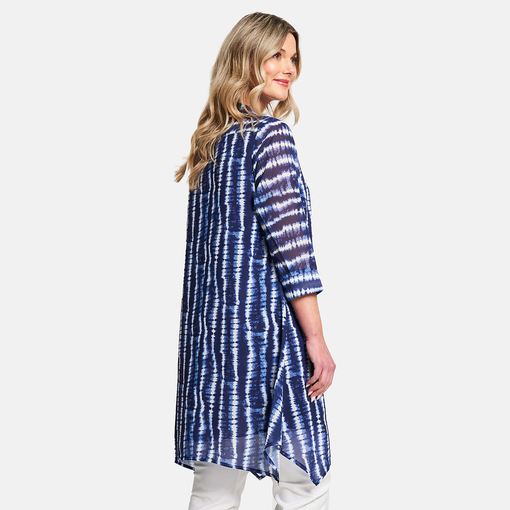 SALOOS Fully Lined Band Collar Shirt Dress (Size 14) - Denim