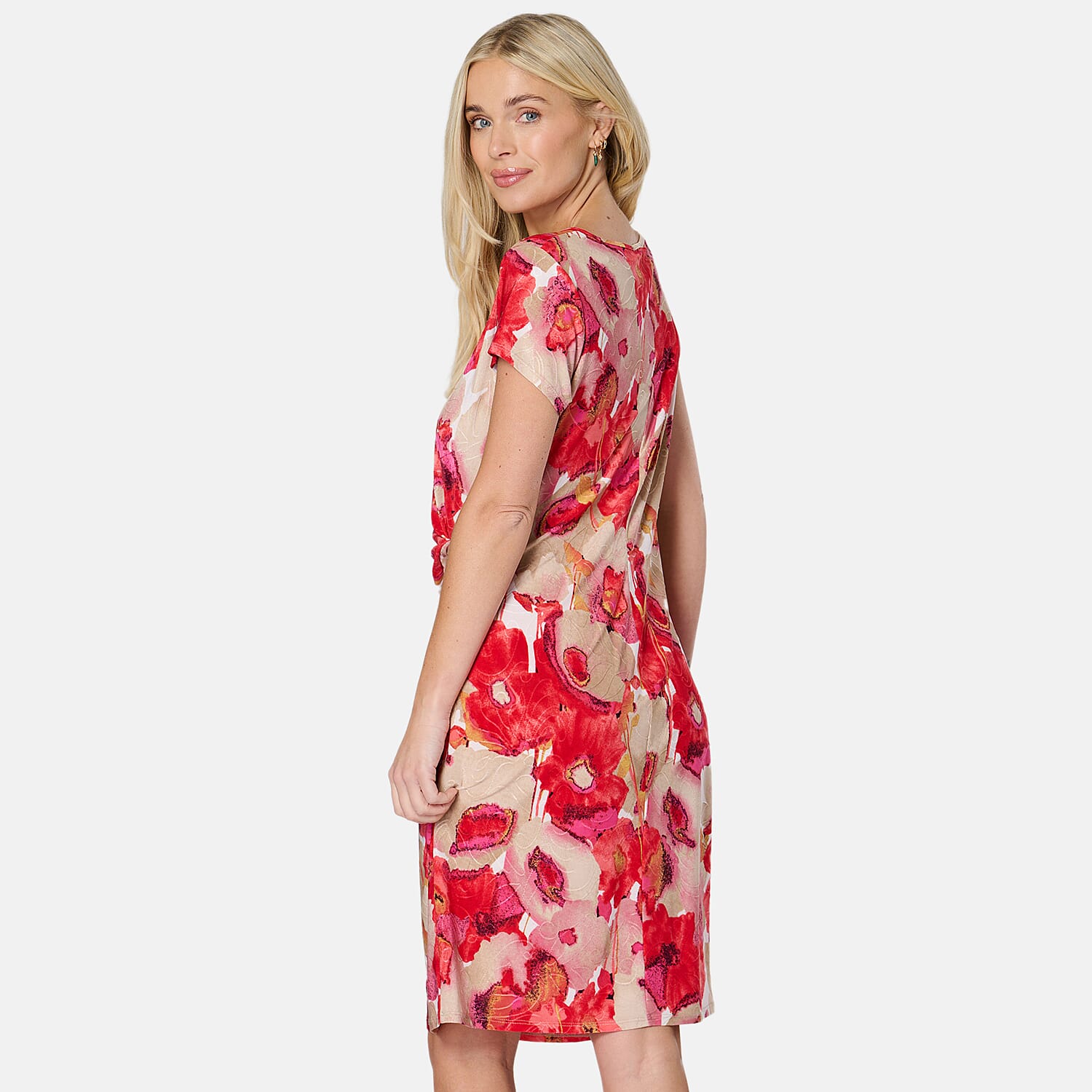 SALOOS Twist Drape Knee Length Dress (Size 12) - Poppy