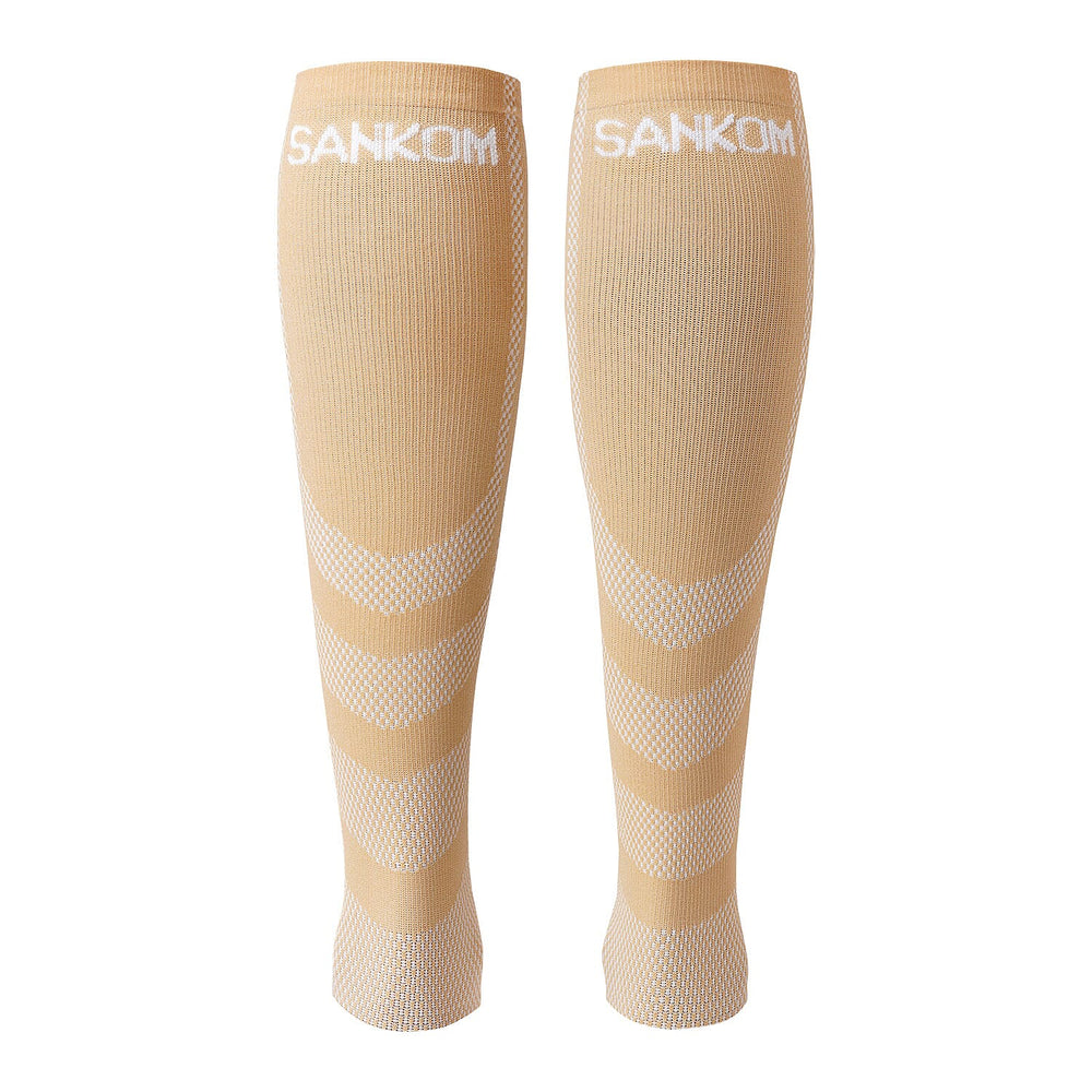 SANKOM Active Compression Calf and Arm Sleeves Set (Size L-XL, 49-51 cm) - Beige
