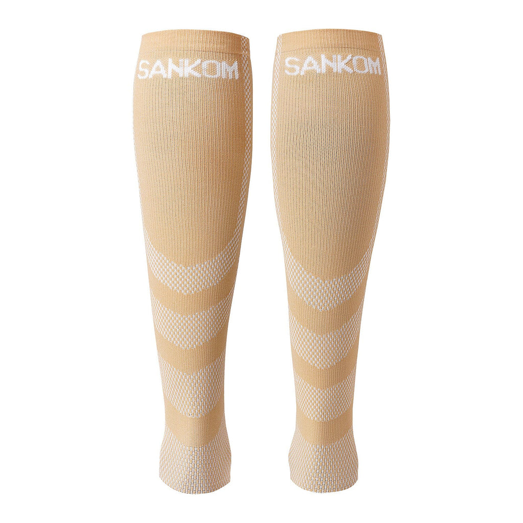 SANKOM Active Compression Calf and Arm Sleeves Set (Size L-XL, 49-51 cm) - Beige