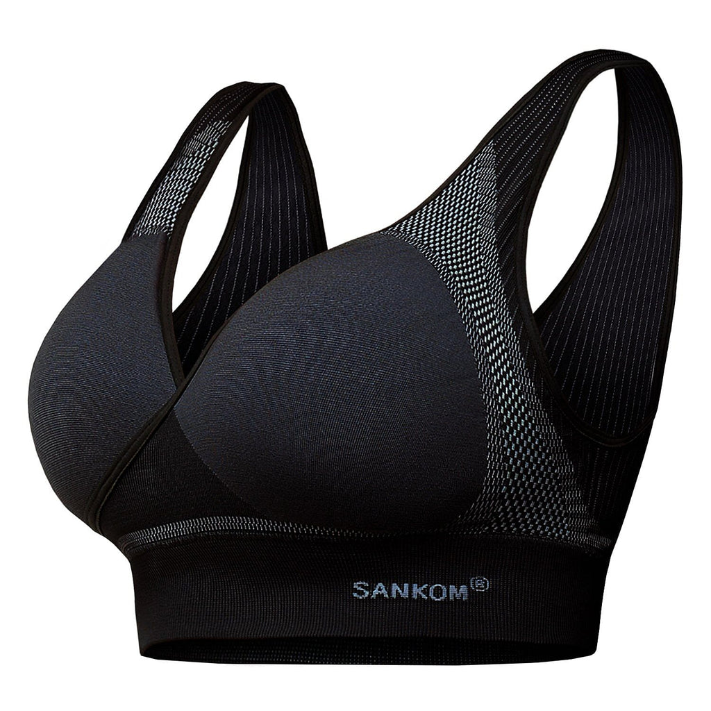 SANKOM SWITZERLAND Patent Aloe Vera Bra For Back Support - Black (Size L-XL 14-16)