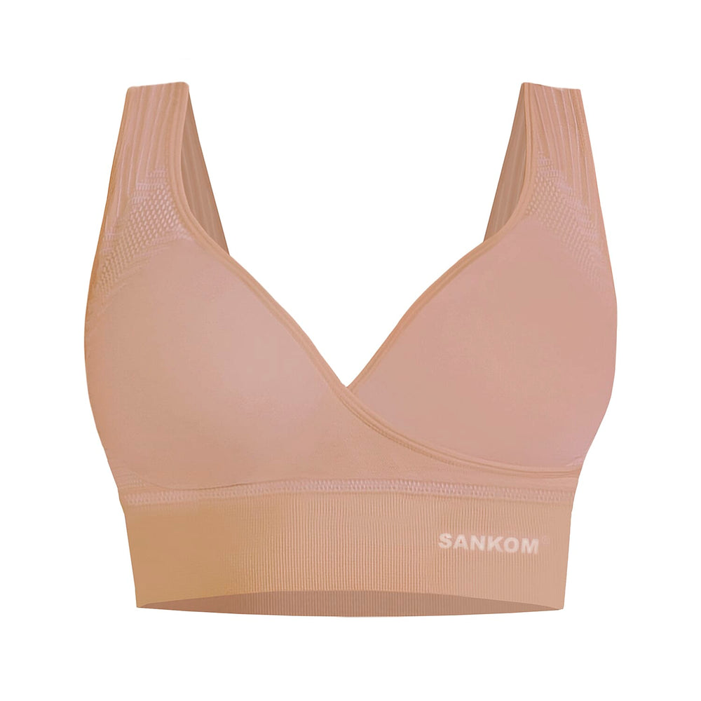 SANKOM SWITZERLAND Patent Organic Cotton Bra for Back Support (Size S, 8-10) - Beige