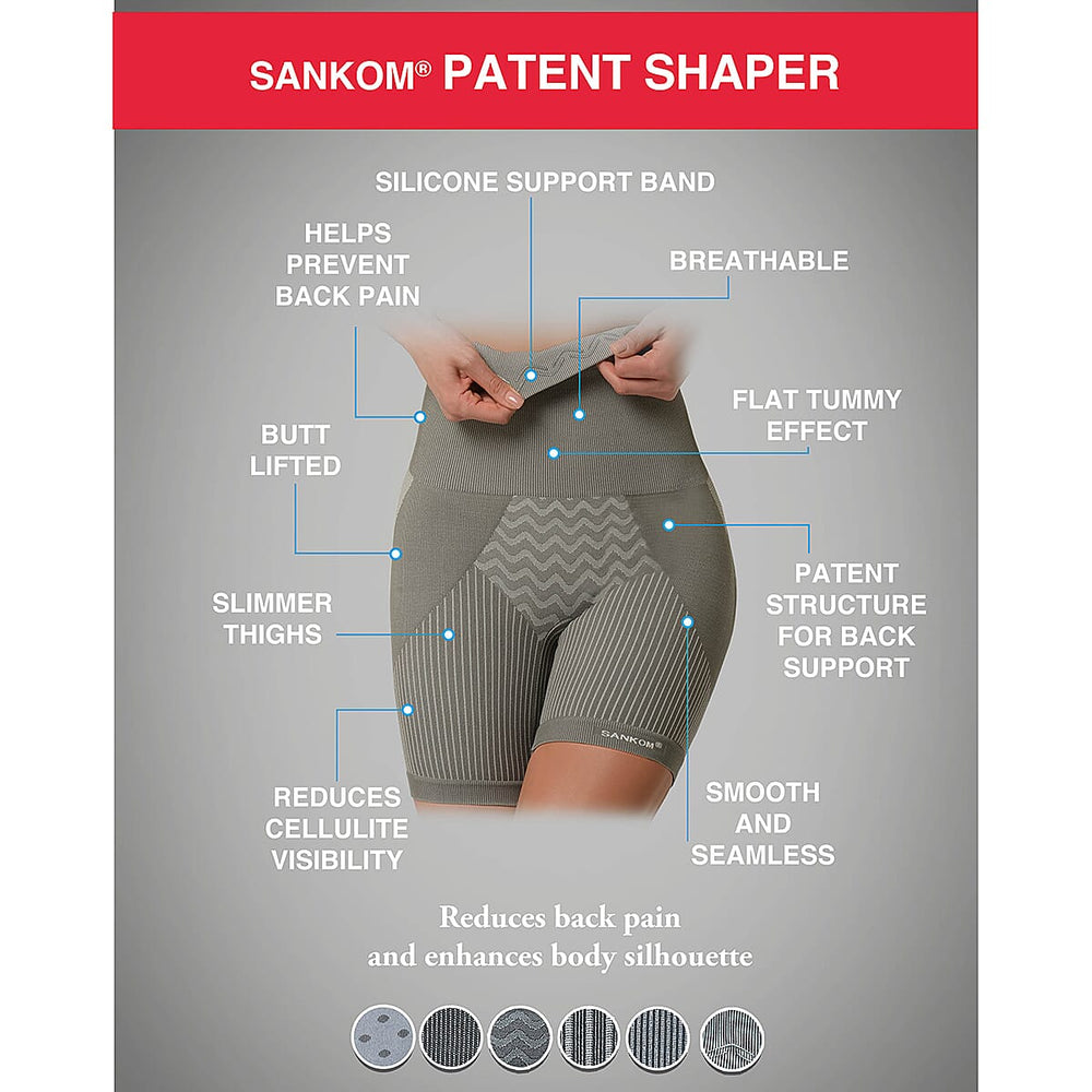 SANKOM SWITZERLAND Patent Cooling Effect Fibres Posture Correction Shapers Shorts - Beige (UK Size L-XL- 16 to 18)