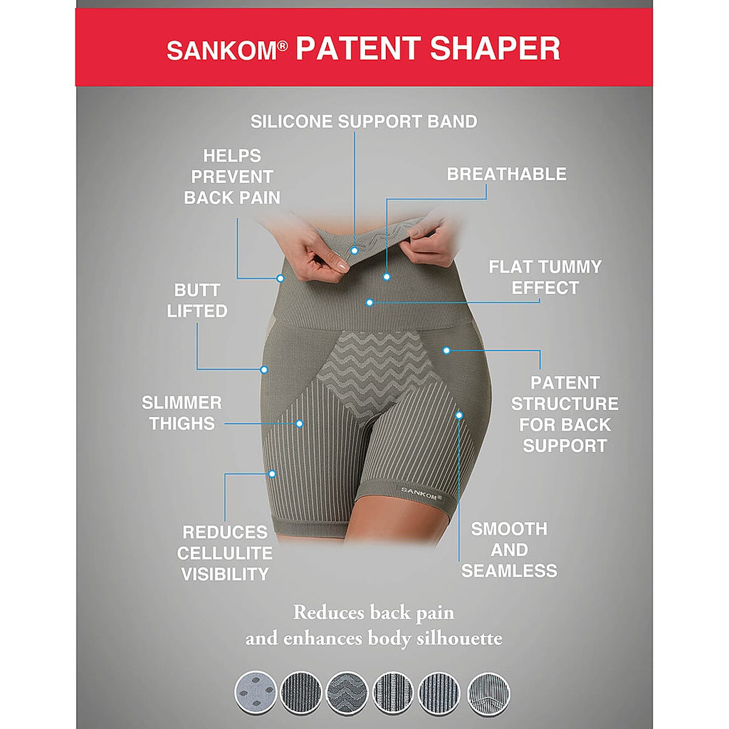 SANKOM SWITZERLAND Patent Cooling Effect Fibres Posture Correction Shapers Shorts - Beige (UK Size L-XL- 16 to 18)