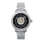 SCHILD Heinrich Cyclone Automatic Tourbillon Mens Black Dial 10ATM Water Resistant Watch With Stainless Steel Chain Bracelet & Black Strap