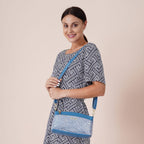 Womens Zebra Pattern Genuine Leather Crossbody Bag with Shoulder Strap (Size 26x15x8Cm) - Sky Blue