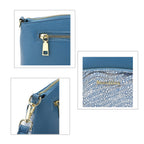 Womens Zebra Pattern Genuine Leather Crossbody Bag with Shoulder Strap (Size 26x15x8Cm) - Sky Blue