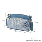 Womens Zebra Pattern Genuine Leather Crossbody Bag with Shoulder Strap (Size 26x15x8Cm) - Sky Blue