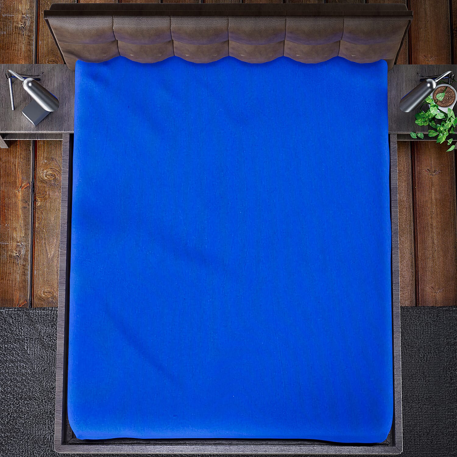 4 Piece Set Solid Microfibre 1 Comforter (225x220 Cm),1 Fitted Sheet (140x190 Cm) and 2 Pillowcases (50x70 Cm) - Royal Blue