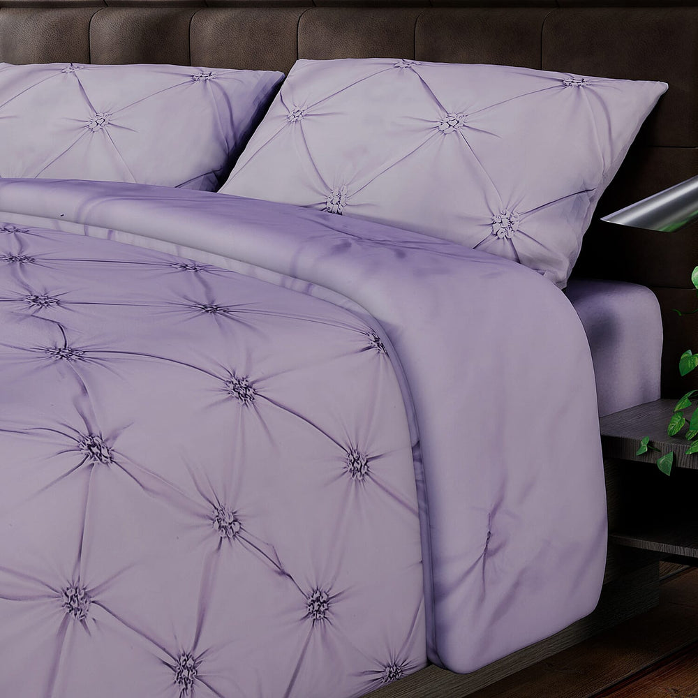 4 Piece Set Solid Microfibre 1  Comforter(225x220 Cm),1 Fitted Sheet (140x190 Cm)  - Lavender