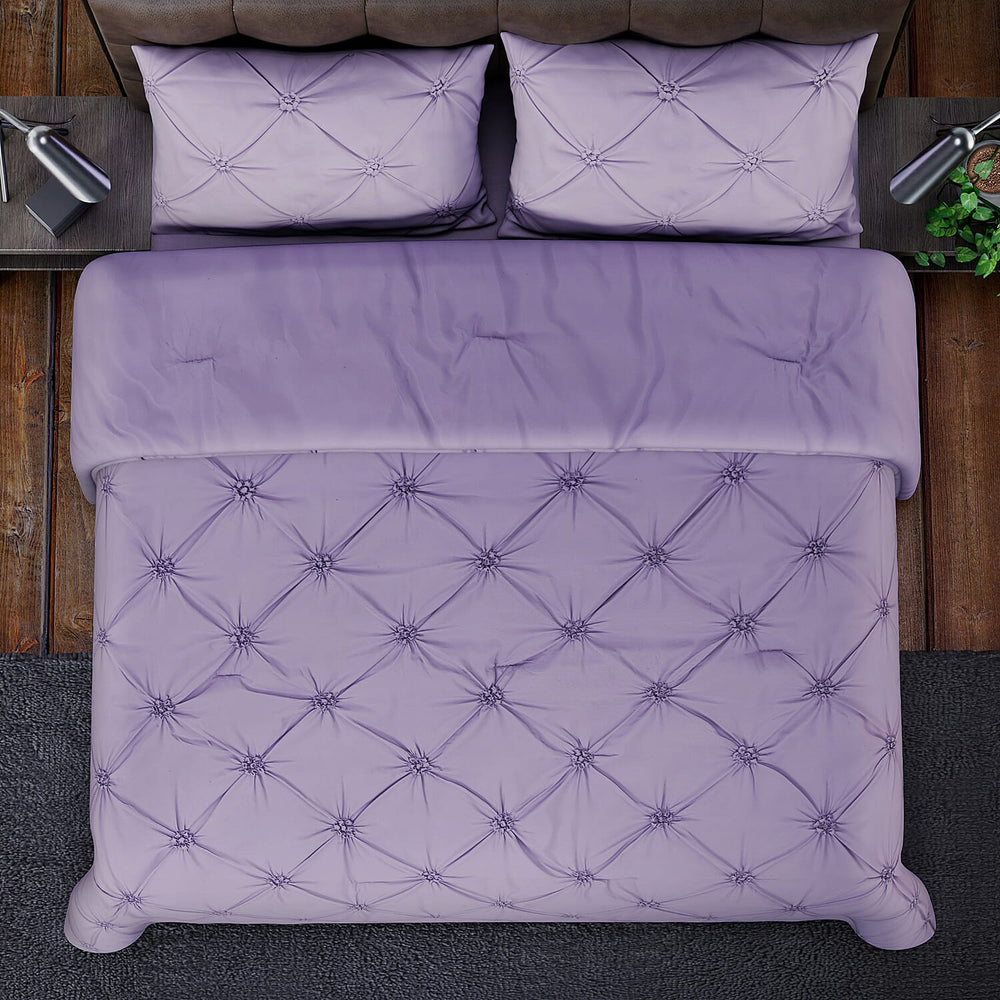 4 Piece Set Solid Microfibre 1  Comforter(225x220 Cm),1 Fitted Sheet (140x190 Cm)  - Lavender