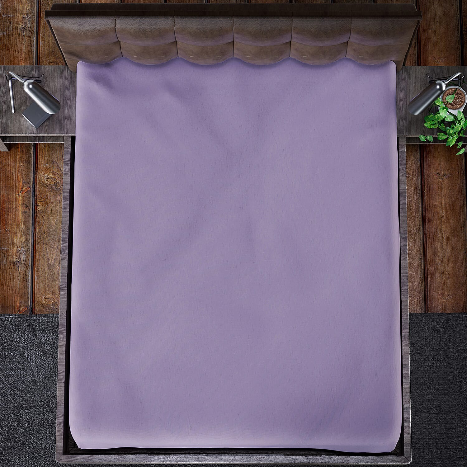 4 Piece Set Solid Microfibre 1  Comforter(225x220 Cm),1 Fitted Sheet (140x190 Cm)  - Lavender