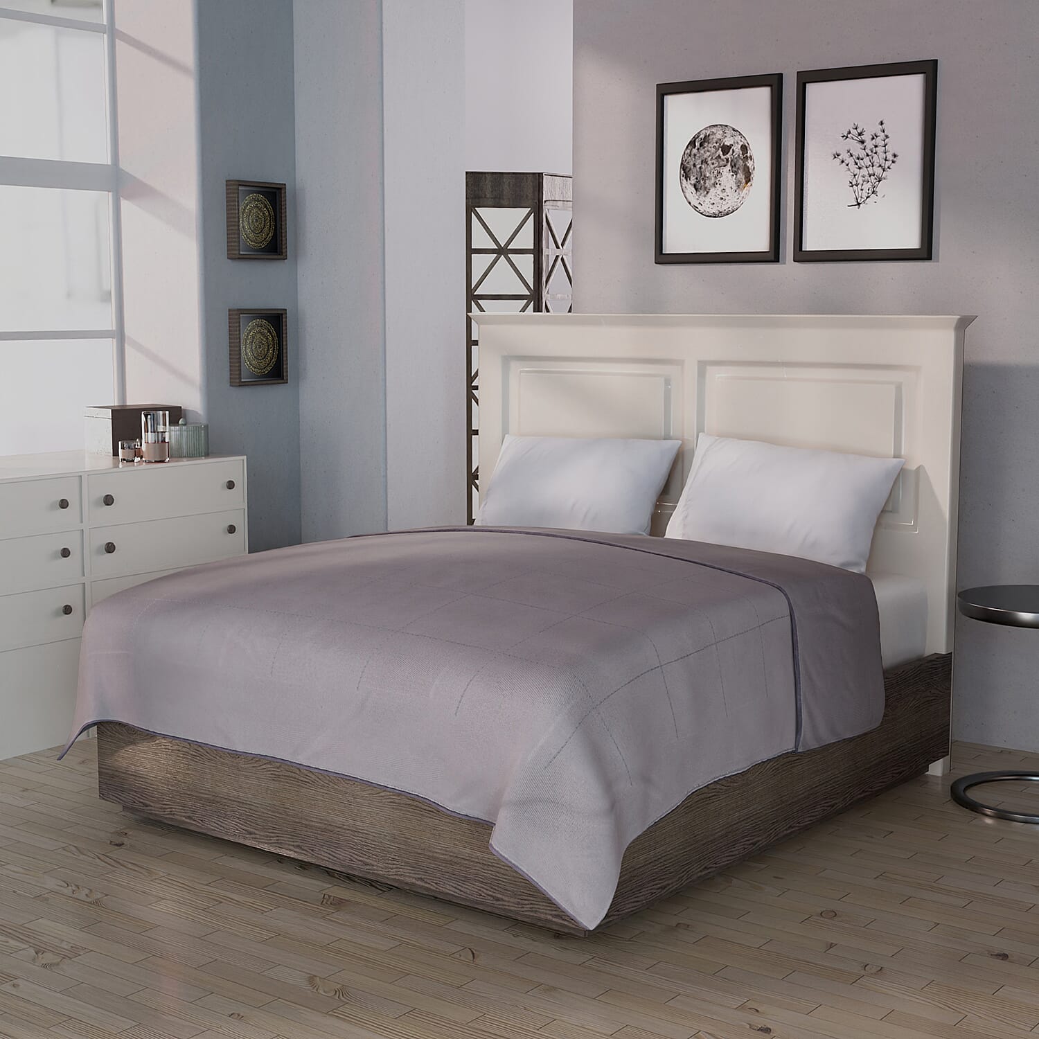 Deluxe Range 100% Mulberry Silk Quilt with 100% Cotton Cover - Light Grey (Size King)