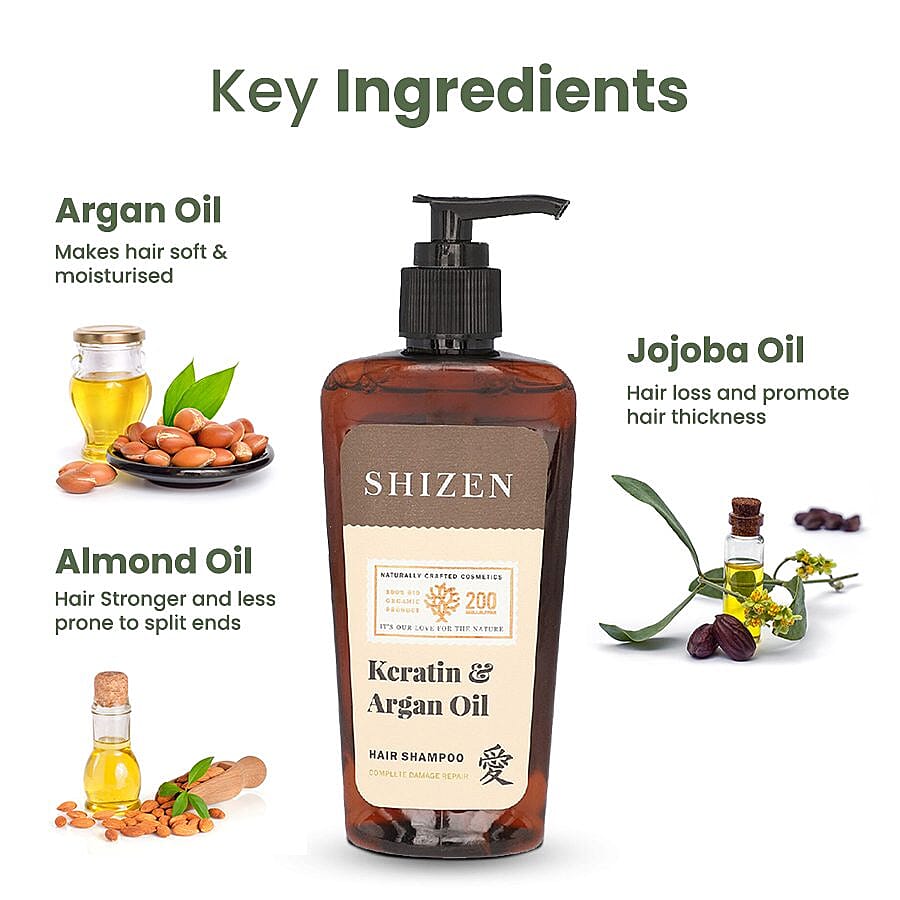 SHIZEN Keratin Argan - Oil Hair Shampoo 200ML - 100% Organic