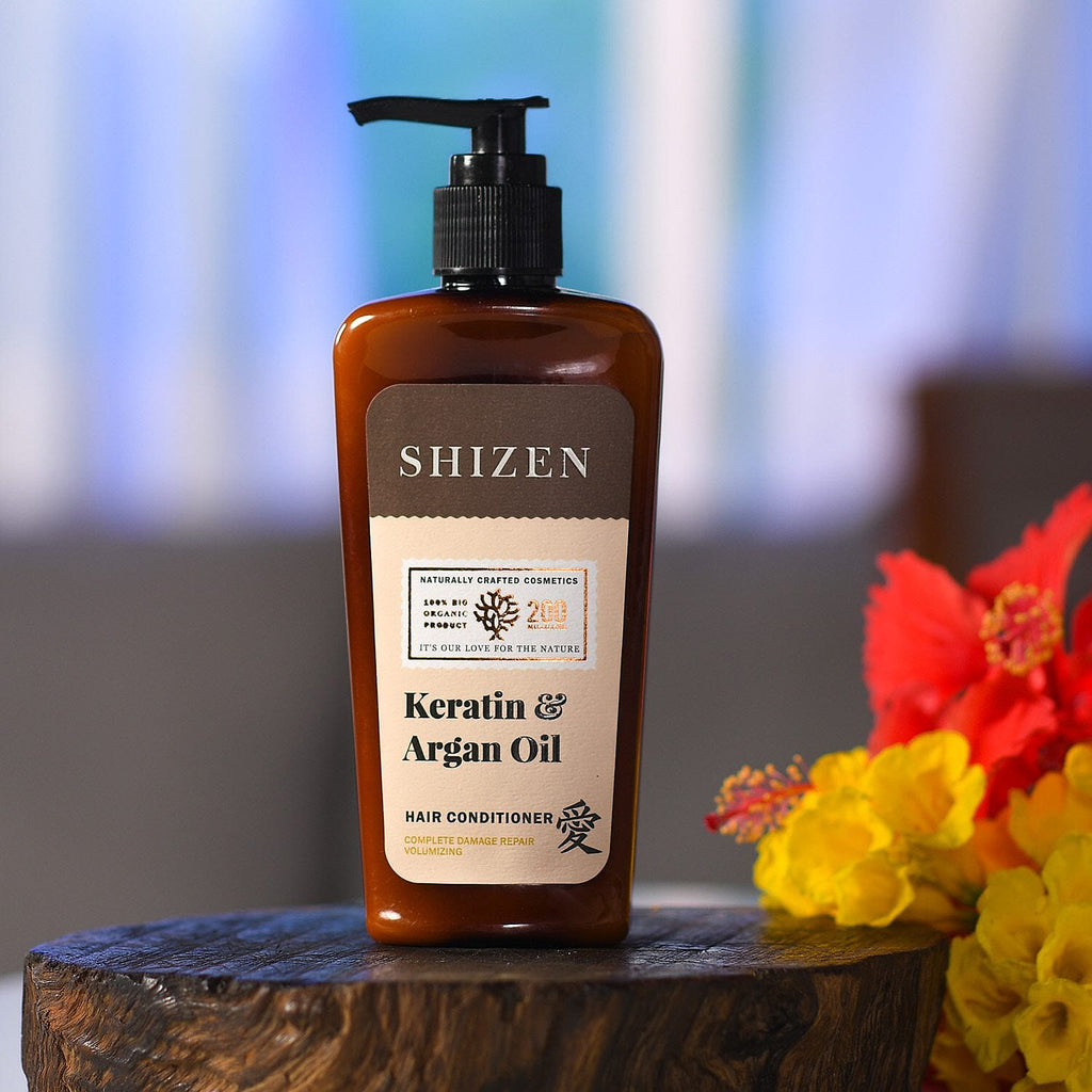 SHIZEN Keratin - Argan Oil Hair Conditioner - Nature of Love, Smooth Hair, Tangle Free (200 ml) 100% Organic
