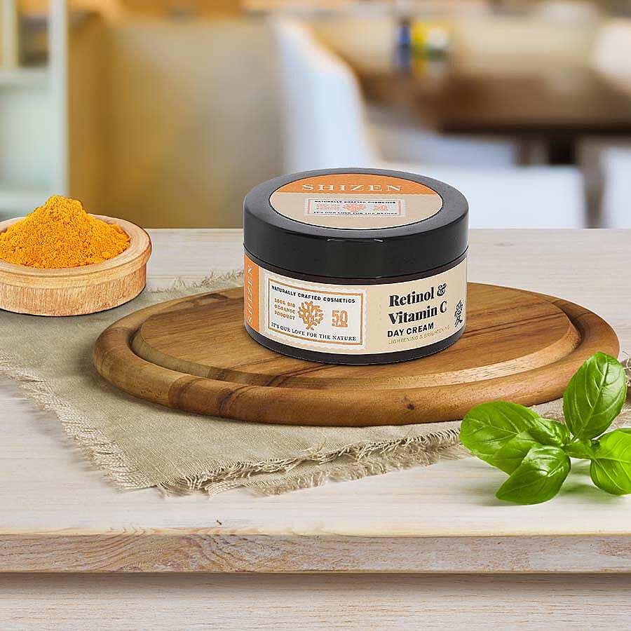 SHIZEN- Retinol - Vitamin C Day Cream - Brightening Face Cream- No Parabens 100% Organic - 50 Gms.