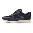 SONNY Leather Casual Zip-Up Trainers (Size 5) - Navy