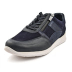 SONNY Leather Casual Zip-Up Trainers (Size 5) - Navy