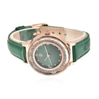 STRADA Japanese Movement Green Dial Crystal Studded Water Resistant Watch with Green Colour Strap
