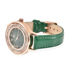 STRADA Japanese Movement Green Dial Crystal Studded Water Resistant Watch with Green Colour Strap