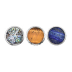 STRADA Japanese Movement Pocket Watch with Chain in Stainless Steel with 3 Replaceable Gemstone Ring (Lapis Lazuli, Tigers Eye and Abalone Shell)