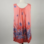 SUGARCRISP Printed Vest Top with Border Detail and Lace Shoulder in Coral (One Size- 60x75cm) CB - 29in