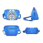 SUKRITI 100% Genuine Leather Peacock Hand Painted Crossbody Bag (28x9x20cm) with Adjustable Shoulder Strap - Royal Blue
