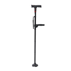 Smart Easy Up Cane (2 Handle) - Adjustable Height (85-97cm) Walking Stick with Light, SOS Alarm & Swivel Base - Black