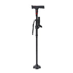Smart Easy Up Cane (2 Handle) - Adjustable Height (85-97cm) Walking Stick with Light, SOS Alarm & Swivel Base - Black