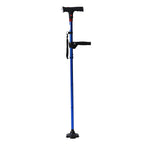 Smart Easy Up Cane (2 Handle) - Adjustable Height (85-97cm) Walking Stick with Light, SOS Alarm - Swivel Base - Blue