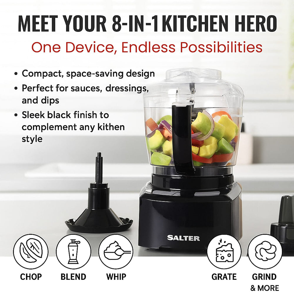 Salter Mini Food Processor Chopper 8-in-1 Cookware Set
