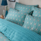 Samantha Faiers Caspia 100% Cotton Duvet Cover with 2 Pillowcases Double (Size 200x200 Cm) - Teal