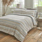 Samantha Faiers Serena Stripe 100% Cotton Duvet Cover with 2 Pillowcases Double (Size 200x200 Cm) - Mineral