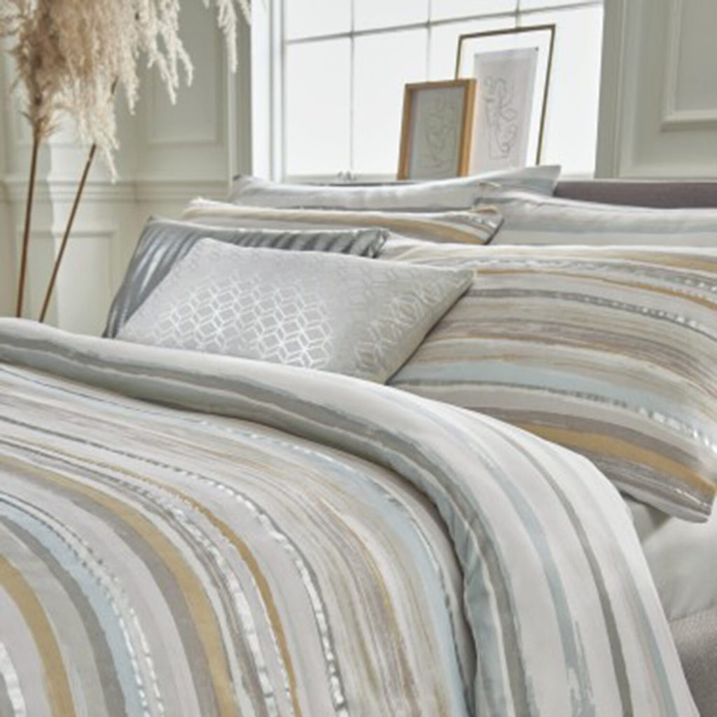 Samantha Faiers Serena Stripe 100% Cotton Duvet Cover Sets Super King (Size 260x220 Cm) - Mineral