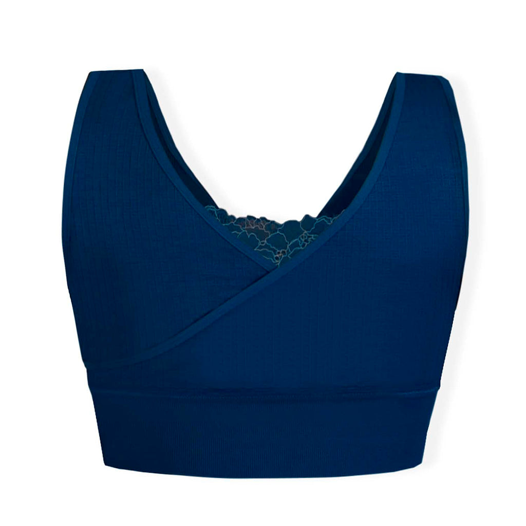 Sankom Switzerland Patent Classic Bra With Lace (Size S-M) - Dark Blue