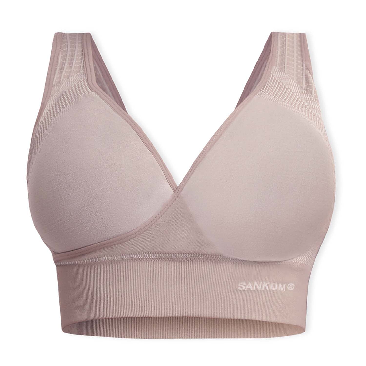 SANKOM Classic Wire-Free Posture Support - Seamless Breathable Comfort Bra with Removable Pads (Size - XL-XXL) - Peach