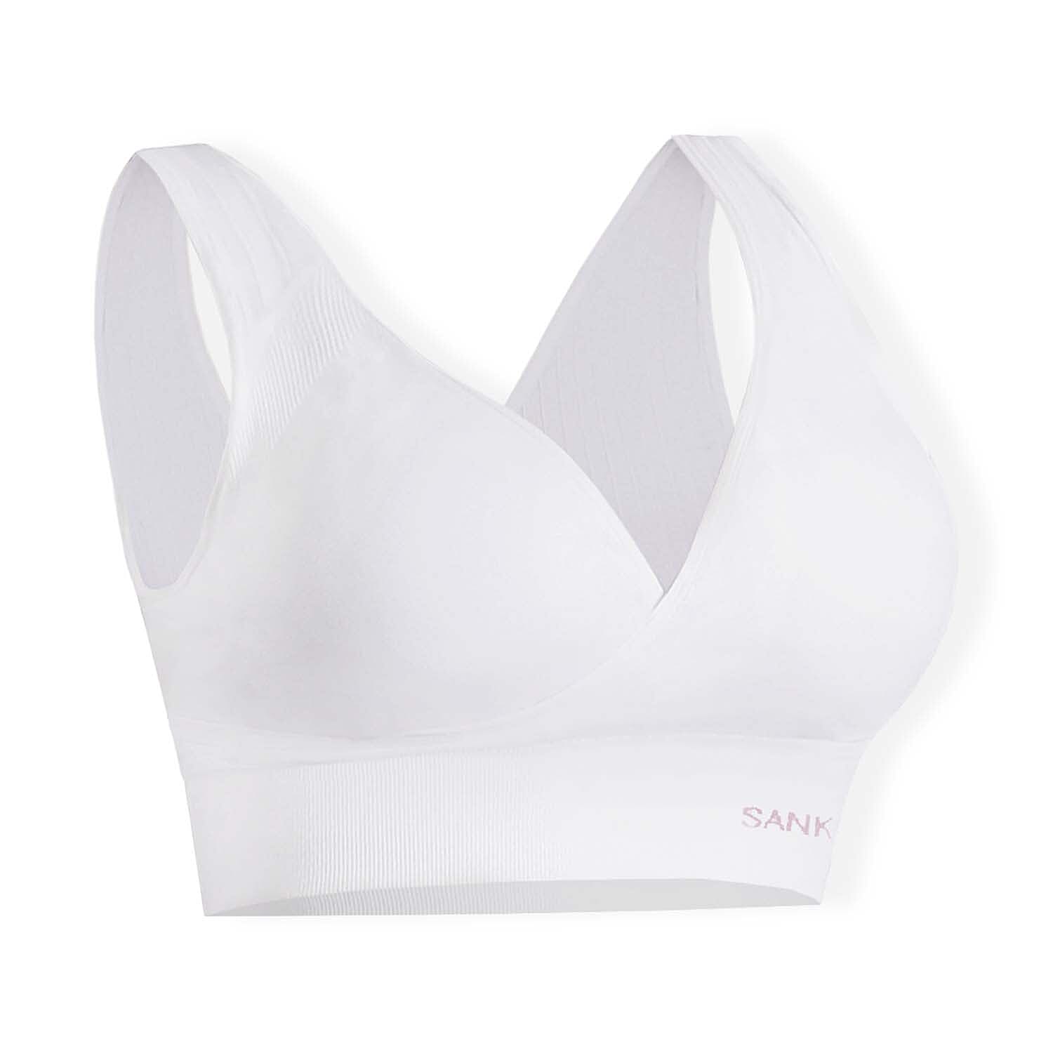 SANKOM Classic Wire-Free Posture Support - Seamless Breathable Comfort Bra with Removable Pads (Size - XL-XXL) - White