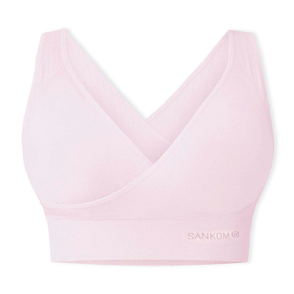 SANKOM Classic Wire-Free Posture Support - Seamless Breathable Comfort Bra with Removable Pads (Size - XXXL) - Light Pink