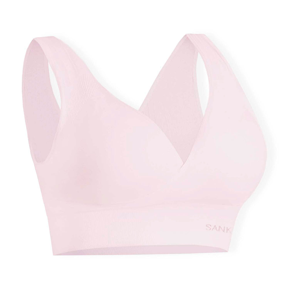 SANKOM Classic Wire-Free Posture Support - Seamless Breathable Comfort Bra with Removable Pads (Size - XXXL) - Light Pink