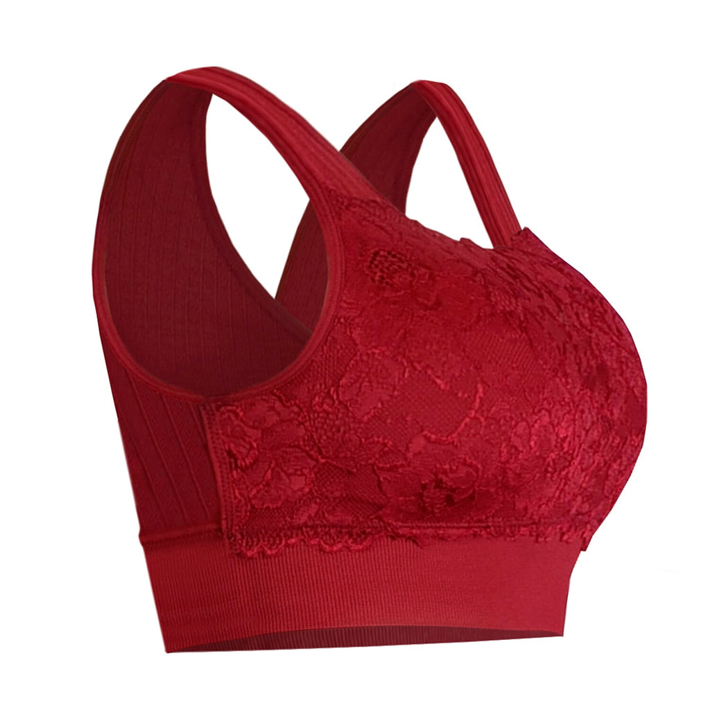 Sankom Bordeaux Lace Functional Classic Bra (Size L-XL) - Red
