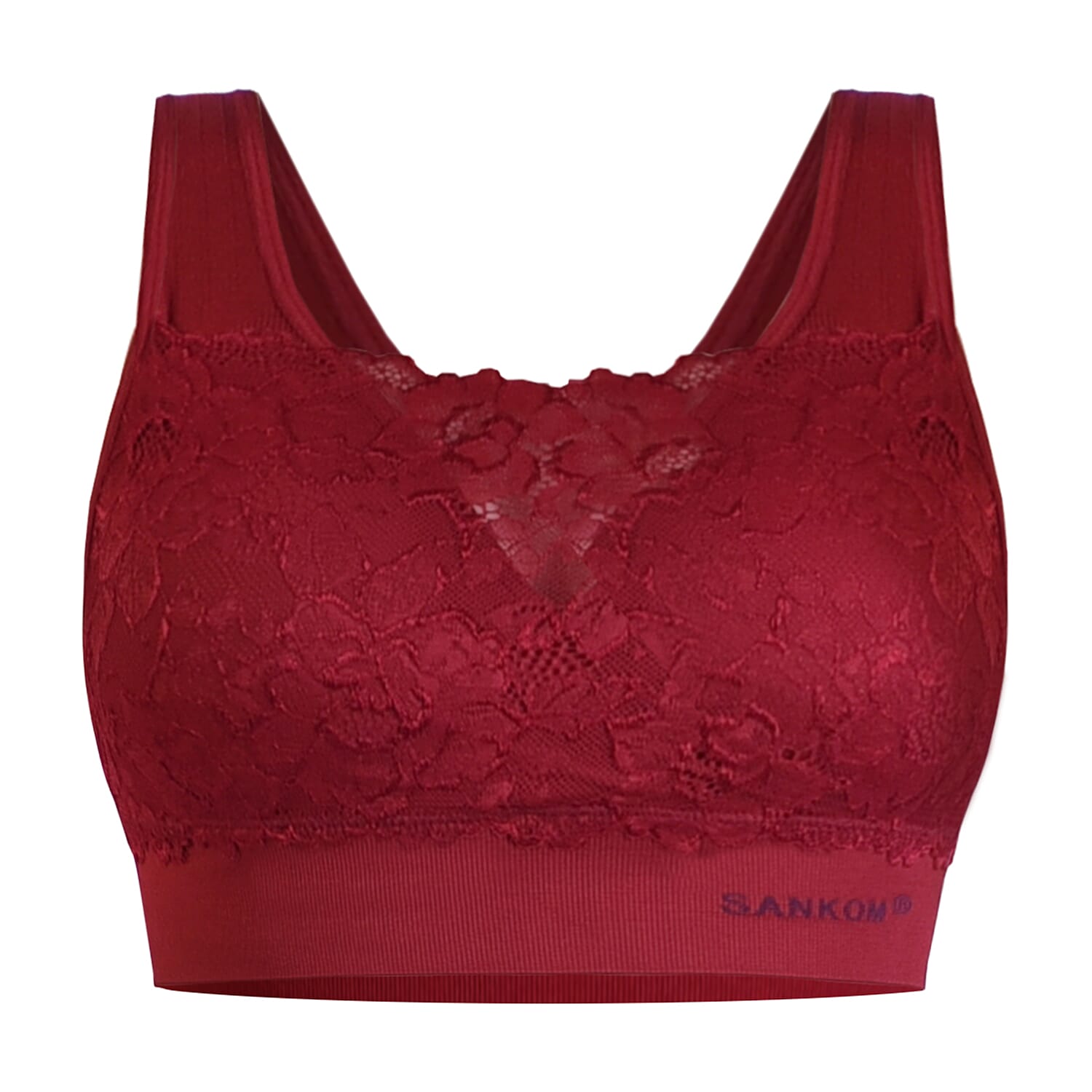 Sankom Bordeaux Lace Functional Classic Bra (Size XL-XXL) - Red