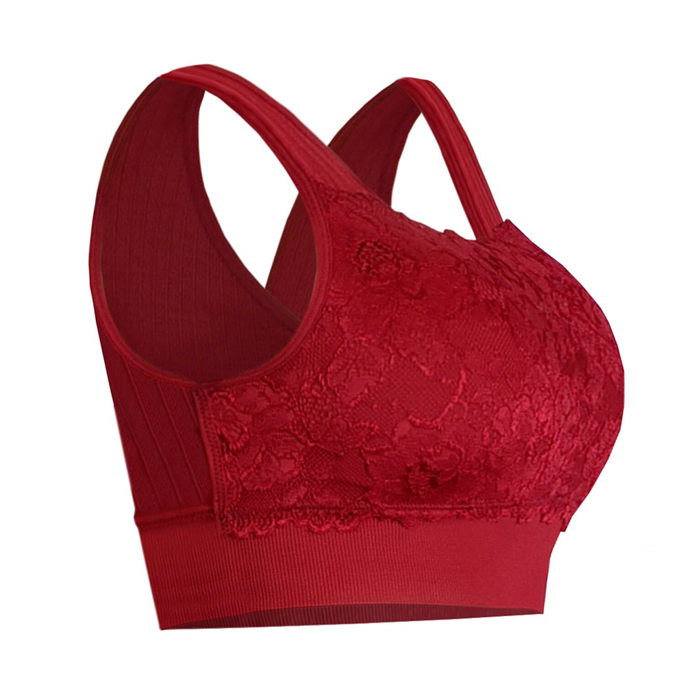 Sankom Bordeaux Lace Functional Classic Bra (Size XL-XXL) - Red