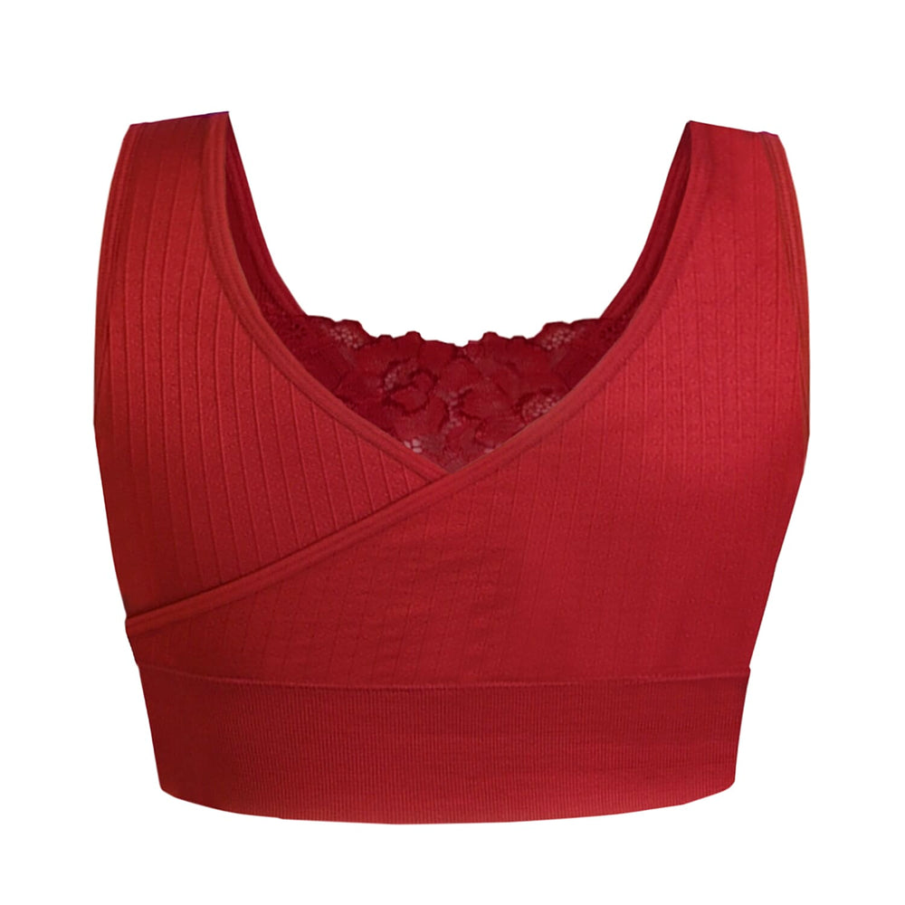 Sankom Bordeaux Lace Functional Classic Bra (Size XL-XXL) - Red