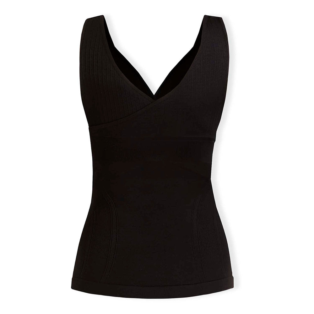 SANKOM Classic Seamless Wire-Free Bra with Vest - For Posture Correction - Body Slimming Vest (Size - S-M) - Black