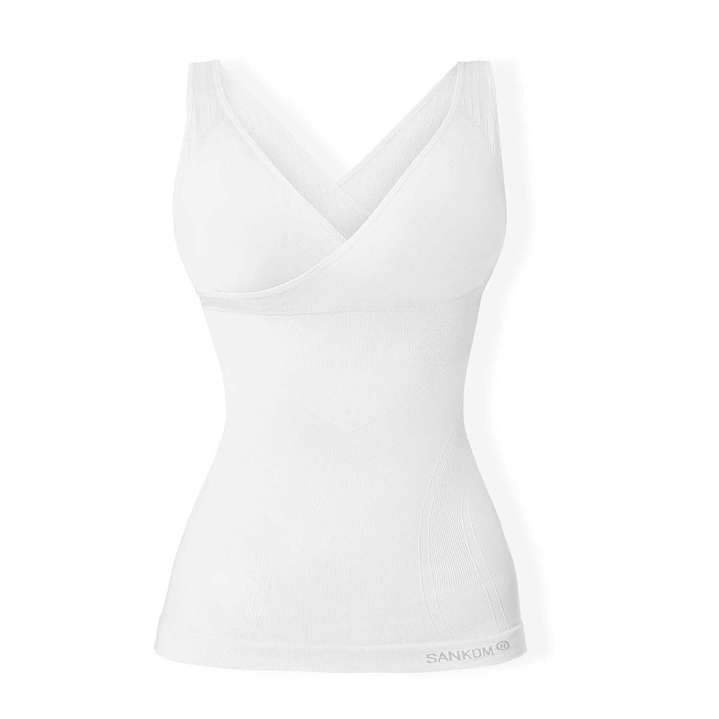 SANKOM Classic Seamless Wire-Free Bra with Vest - For Posture Correction - Body Slimming Vest (Size - XXXL) - White