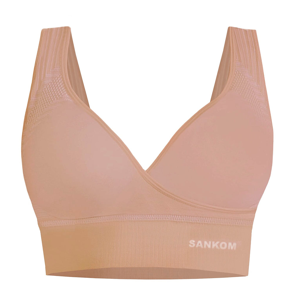 Sankom Patented Organic Cotton Back Support Bra (Size XXXL) - Beige